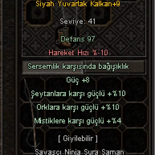 Siyah Yuvarlak Kalkan +9